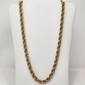 Double Link Cable Chain Gold Tone 24 inch Necklace Vintage Costume Jewelry